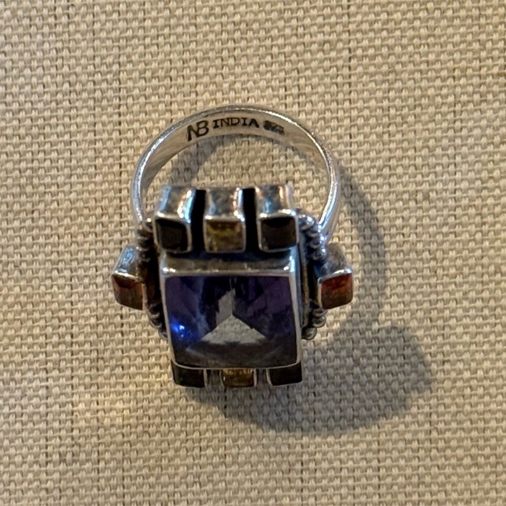 Vintage Nicky Butler Sterling Silver Iolite & Citrine Statement Ring Size 8 - Picture 2 of 7